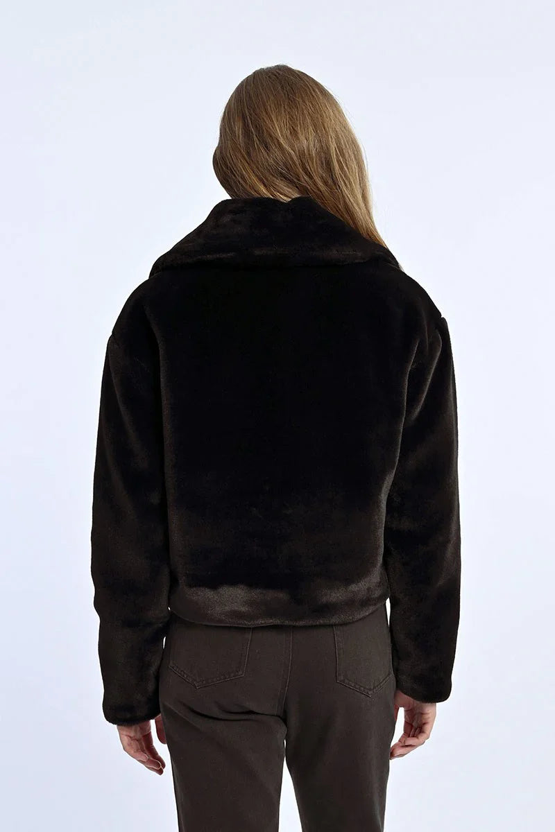 Lili Sidonio Black Faux Fur Jacket