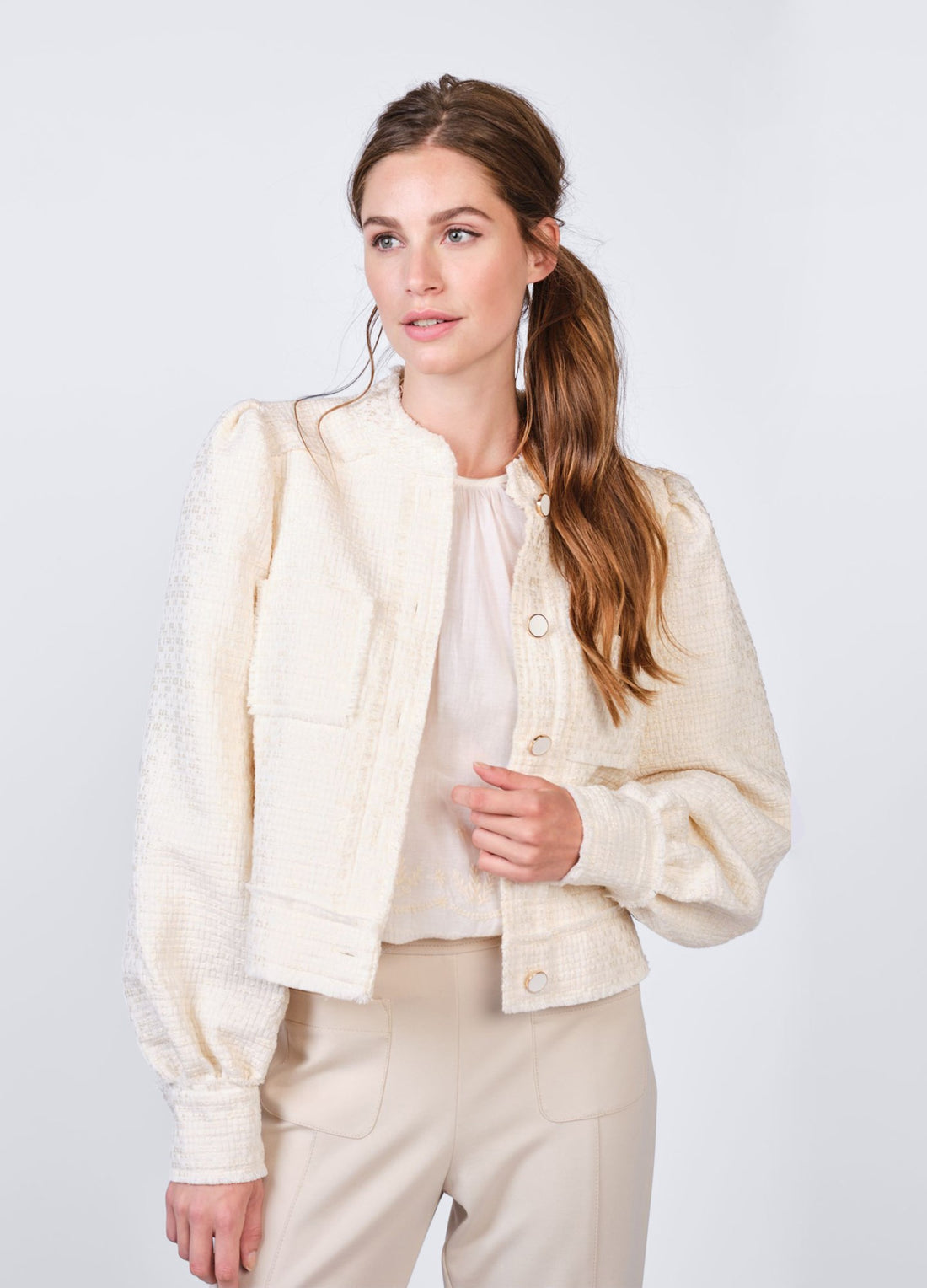 Summum Short Jacket With Puff Sleeves