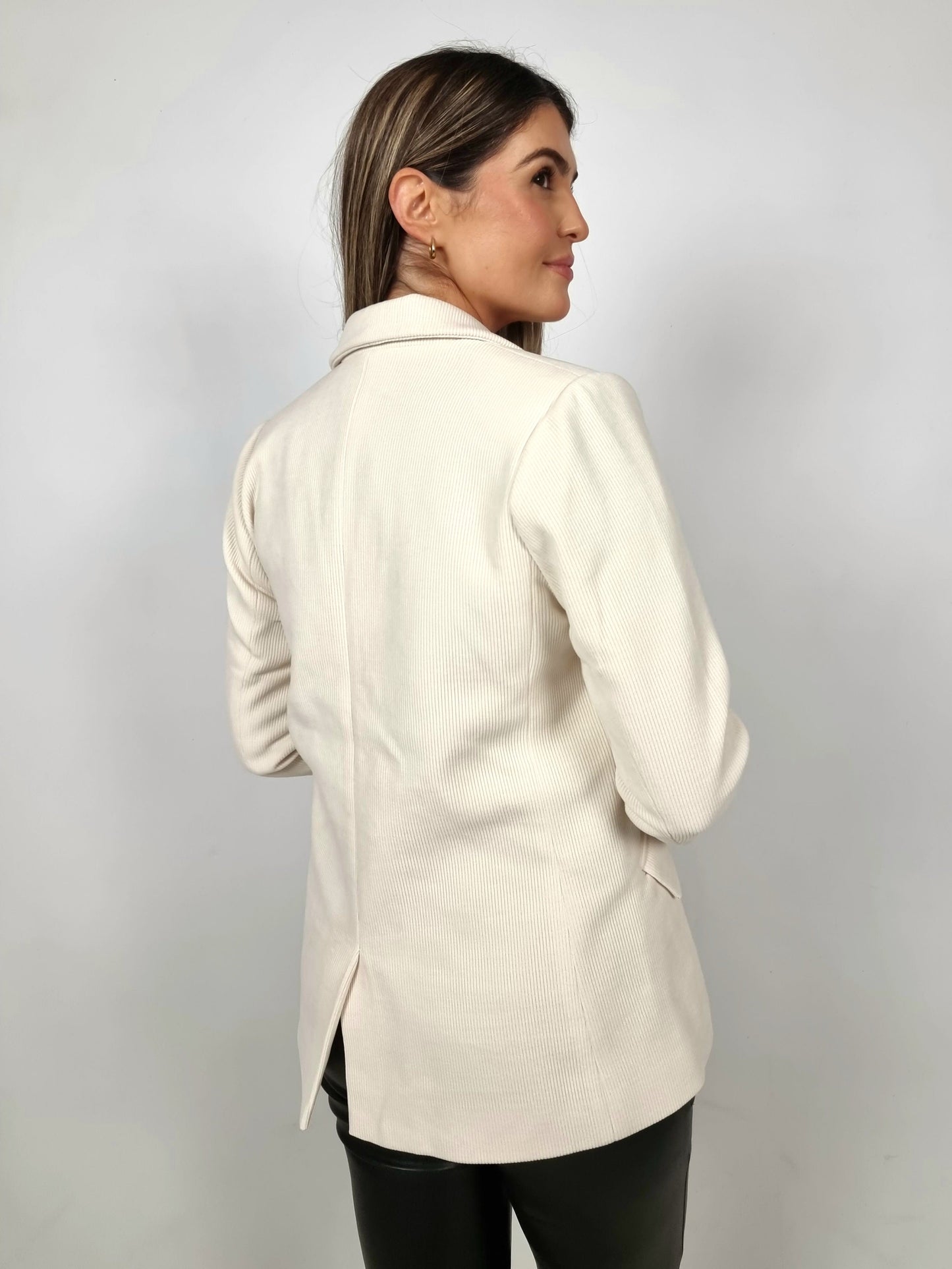 Molly Bracken Off White Double Breasted Velvet Jacket