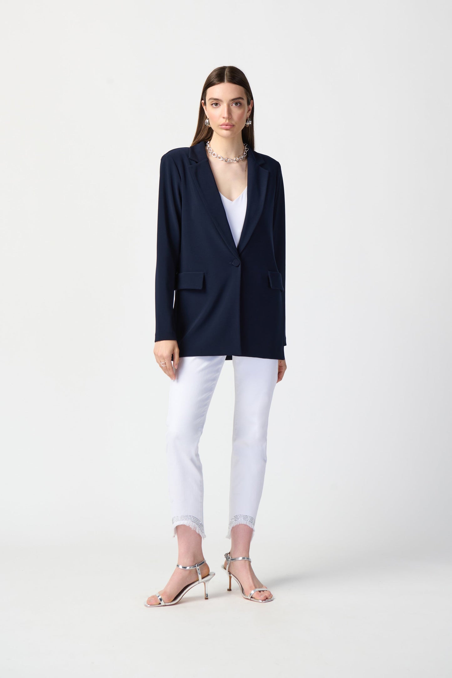 Joseph Ribkoff Midnight Blue Open Long Front Blazer