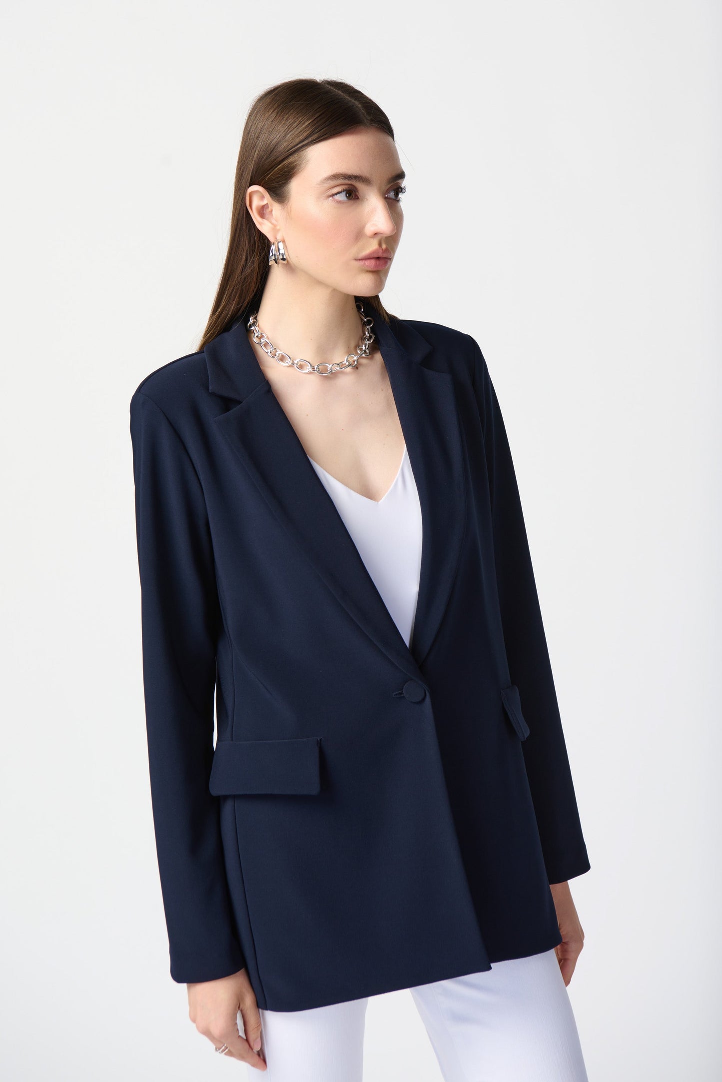 Joseph Ribkoff Midnight Blue Open Long Front Blazer