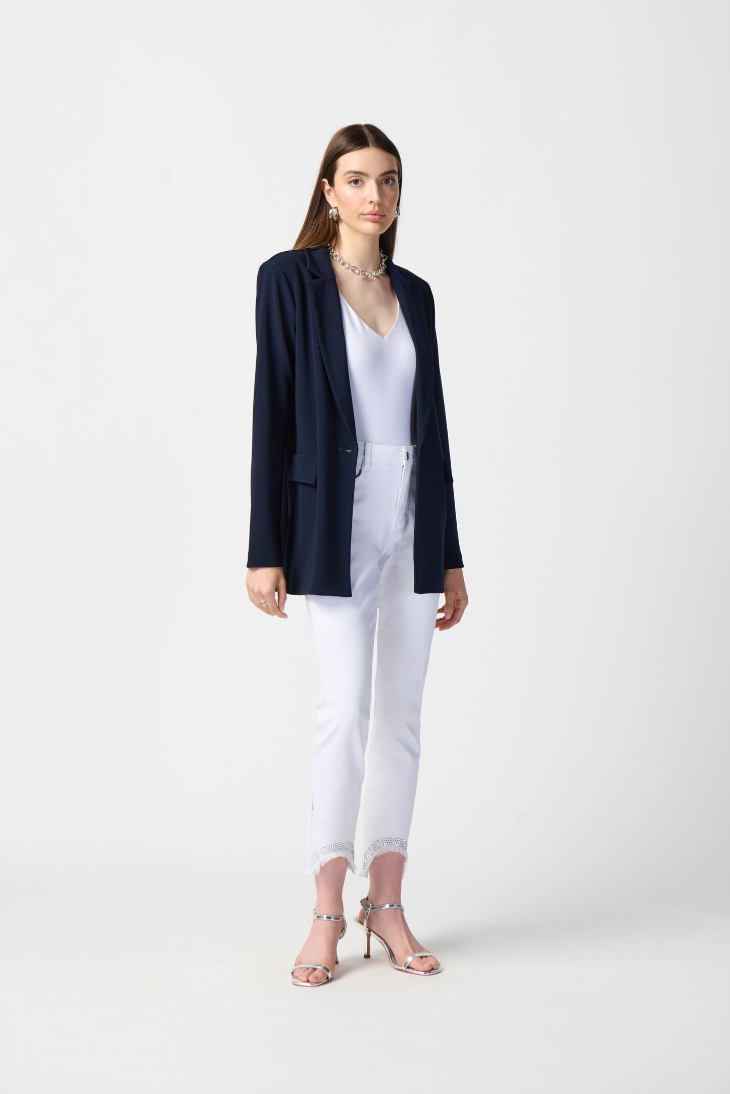 Joseph Ribkoff Midnight Blue Open Long Front Blazer