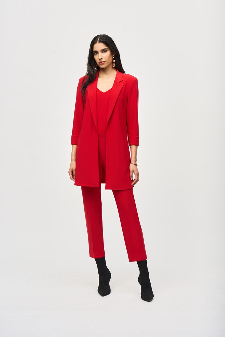 Joseph Ribkoff Lipstick Red Long Knit Blazer