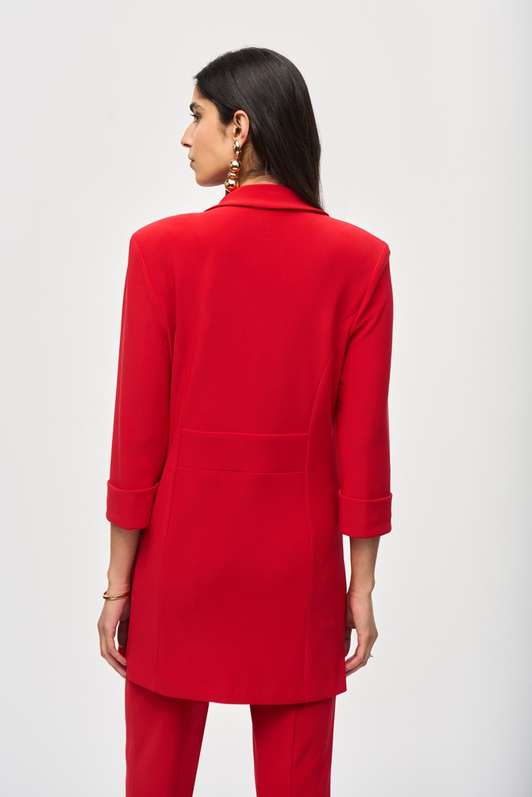 Joseph Ribkoff Lipstick Red Long Knit Blazer