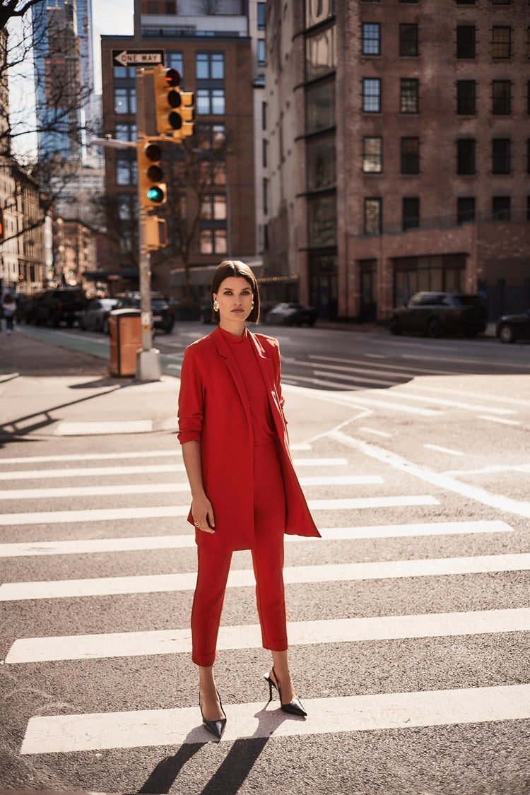 Joseph Ribkoff Lipstick Red Long Knit Blazer