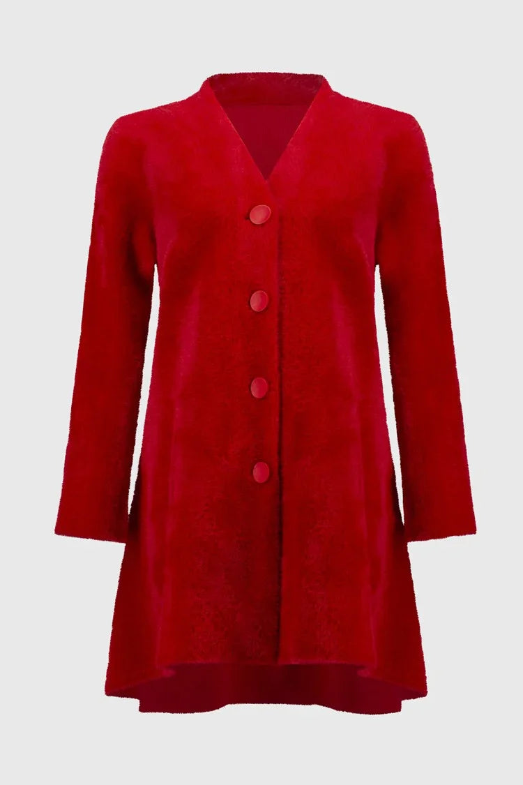 Joseph Ribkoff Lipstick Red Feather Yarn Coat