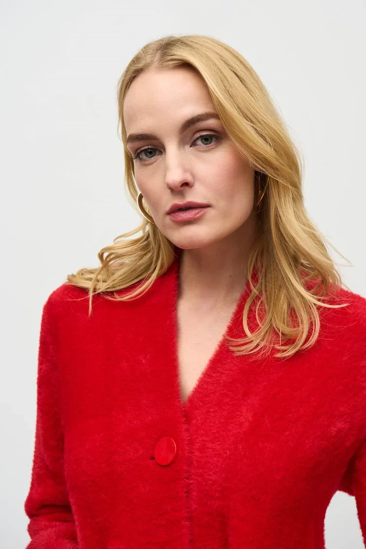 Joseph Ribkoff Lipstick Red Feather Yarn Coat