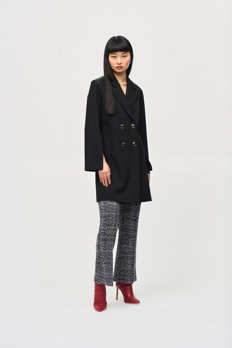 Joseph Ribkoff Black Heavy Knit A-Line Coat