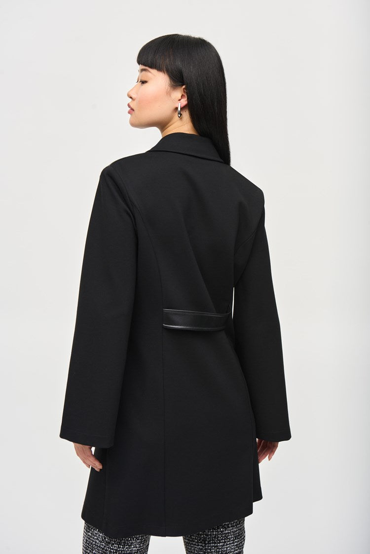 Joseph Ribkoff Black Heavy Knit A-Line Coat