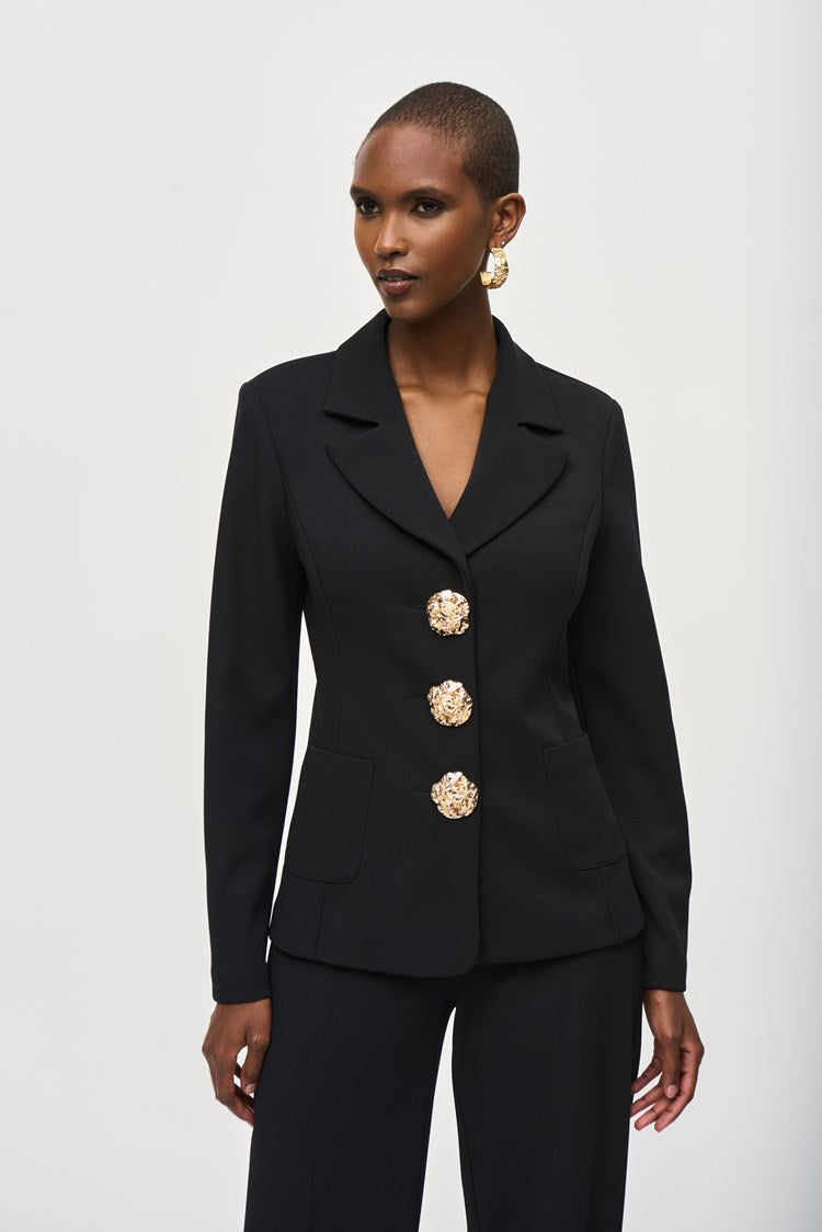 Joseph Ribkoff Black Scuba Crepe Fitted Blazer