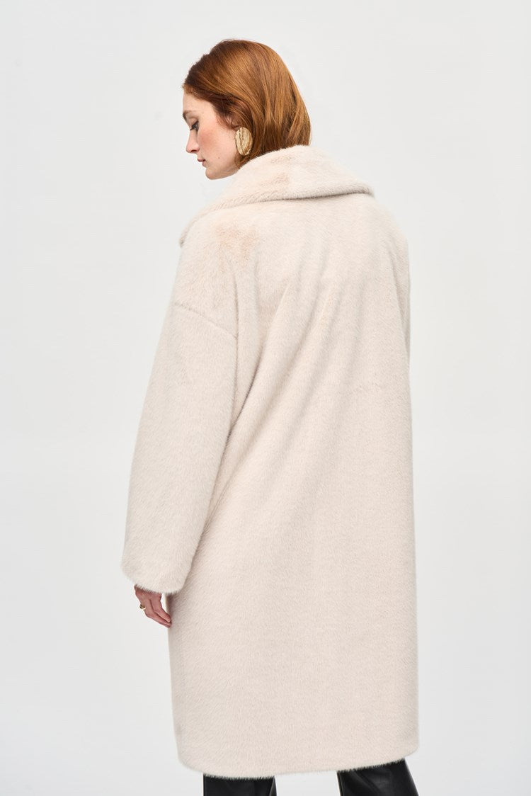 Joseph Ribkoff Vanilla Faux Fur Straight Coat