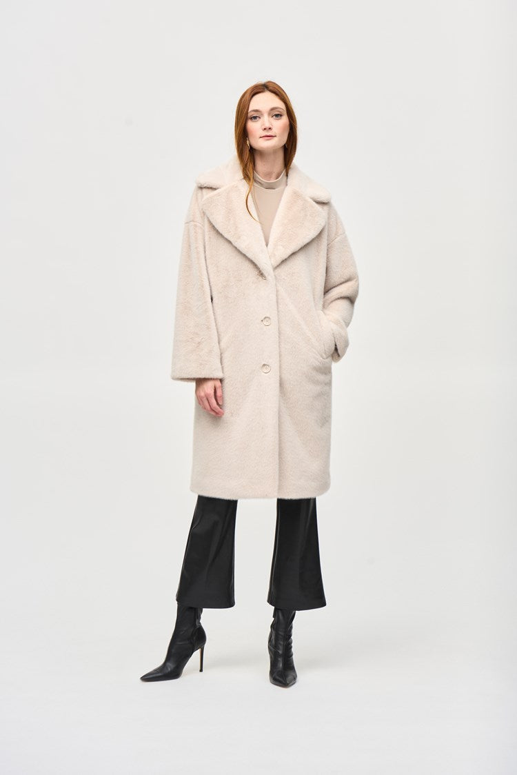 Joseph Ribkoff Vanilla Faux Fur Straight Coat