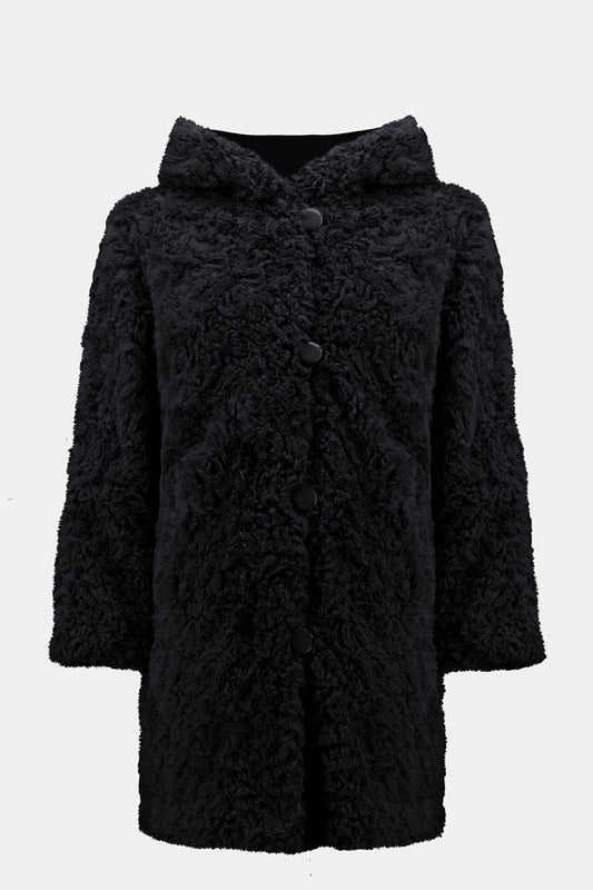 Joseph Ribkoff Black Reversible Faux Fur Coat