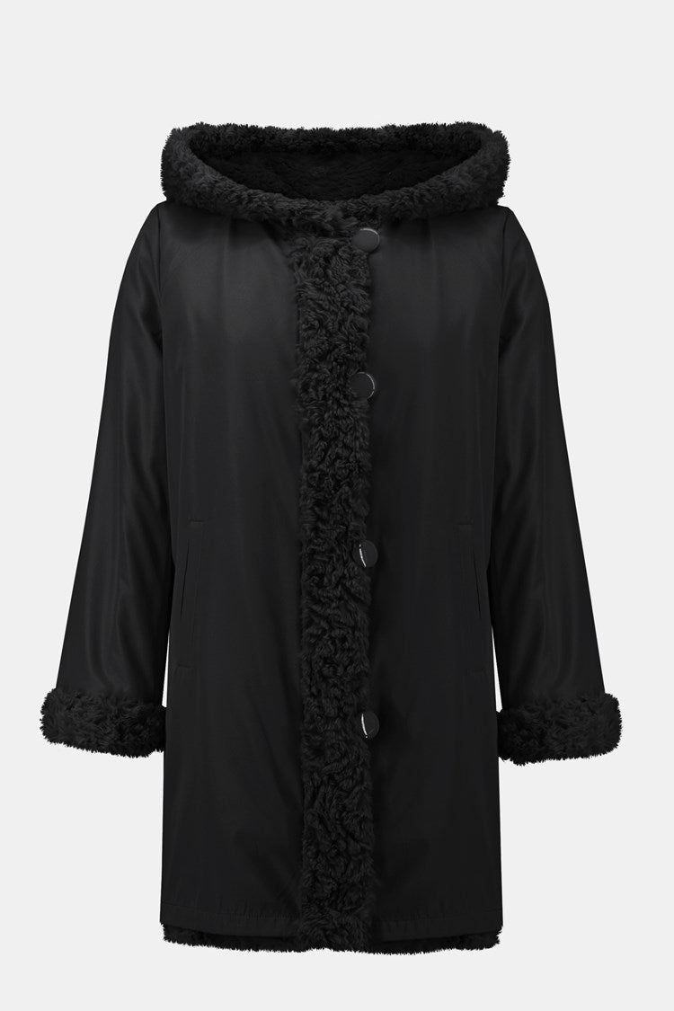 Joseph Ribkoff Black Reversible Faux Fur Coat