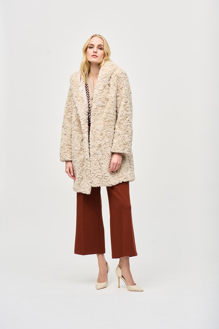 Joseph Ribkoff Champagne Reversible Faux Fur Coat