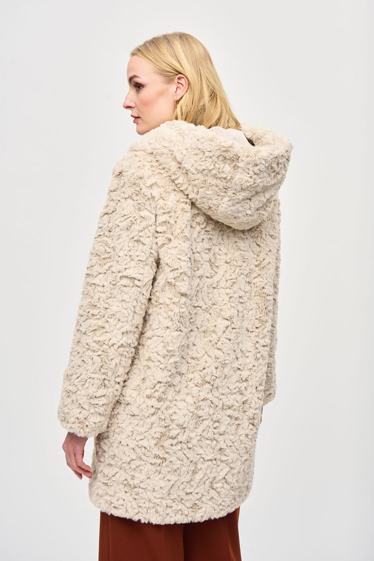 Joseph Ribkoff Champagne Reversible Faux Fur Coat