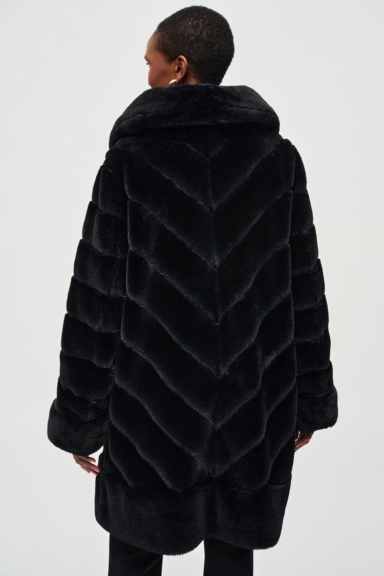 Joseph Ribkoff Black Reversible Faux Fur Coat