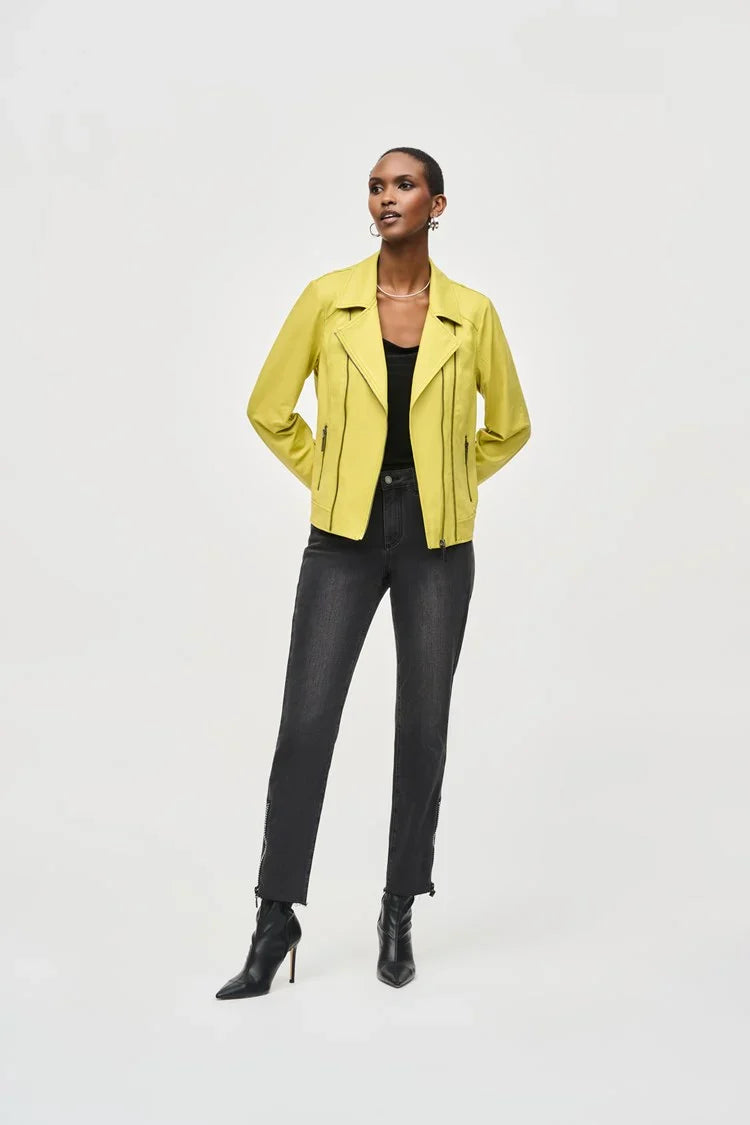 Joseph Ribkoff Wasabi Foiled Knit Moto Jacket