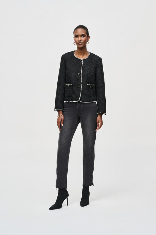 Joseph Ribkoff Bouclé Jacket With Contrast Trim