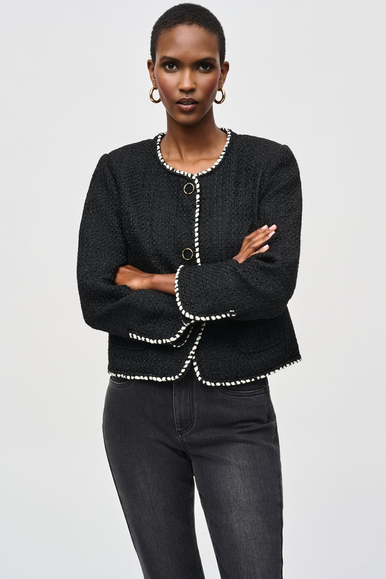 Joseph Ribkoff Bouclé Jacket With Contrast Trim