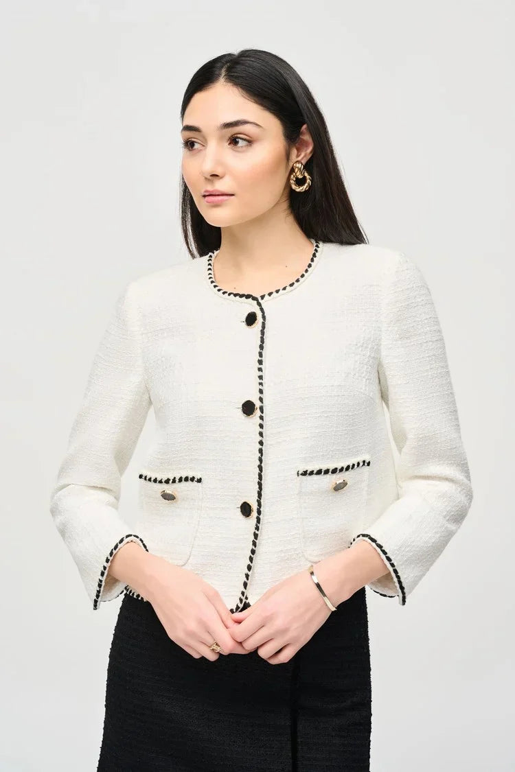 Joseph Ribkoff Boucl¨¦ Jacket With Contrast Trim