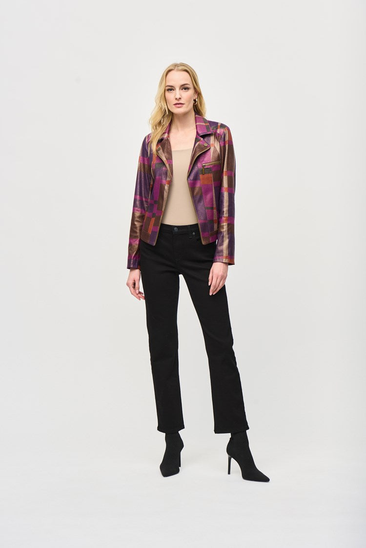 Joseph Ribkoff Foiled Print Faux Suede Jacket