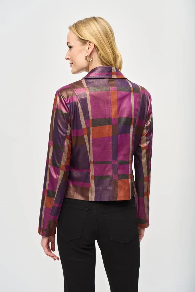 Joseph Ribkoff Foiled Print Faux Suede Jacket