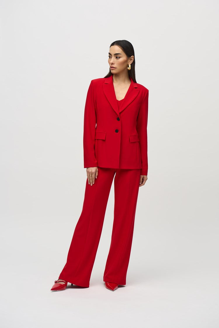 Joseph Ribkoff Lipstick Red Silky Knit Fitted Blazer