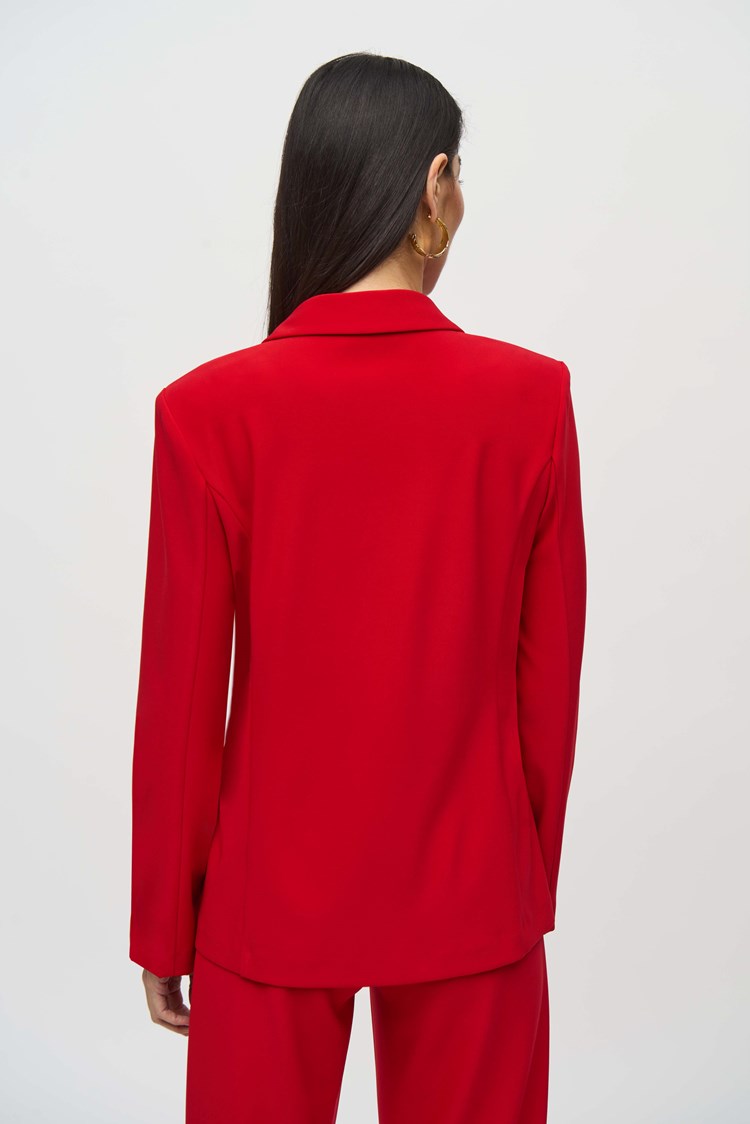 Joseph Ribkoff Lipstick Red Silky Knit Fitted Blazer