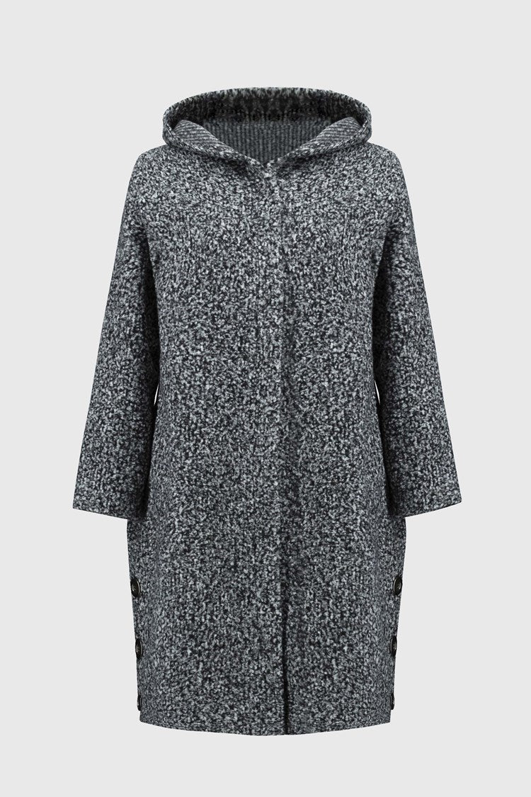 Joseph Ribkoff Grey Melange Melange Boucl¨¦ Knit Cocoon Coat