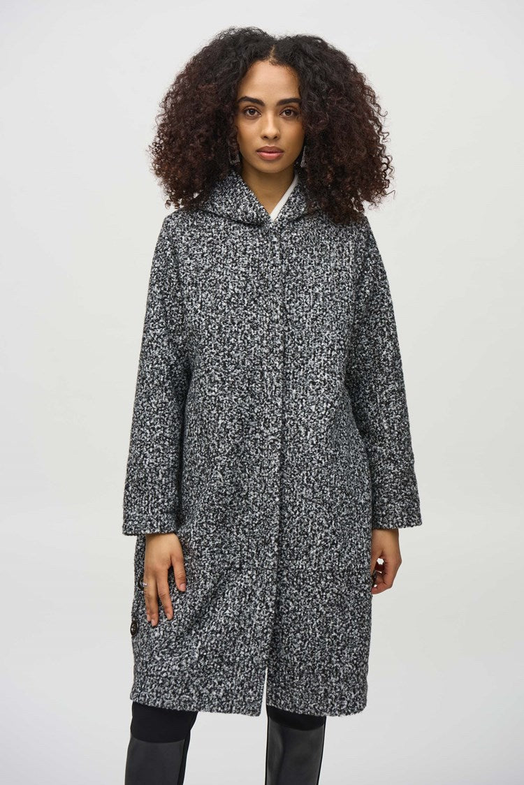 Joseph Ribkoff Grey Melange Melange Boucl¨¦ Knit Cocoon Coat