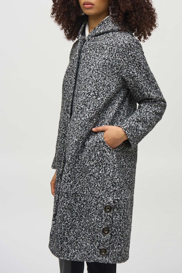 Joseph Ribkoff Grey Melange Melange Boucl¨¦ Knit Cocoon Coat