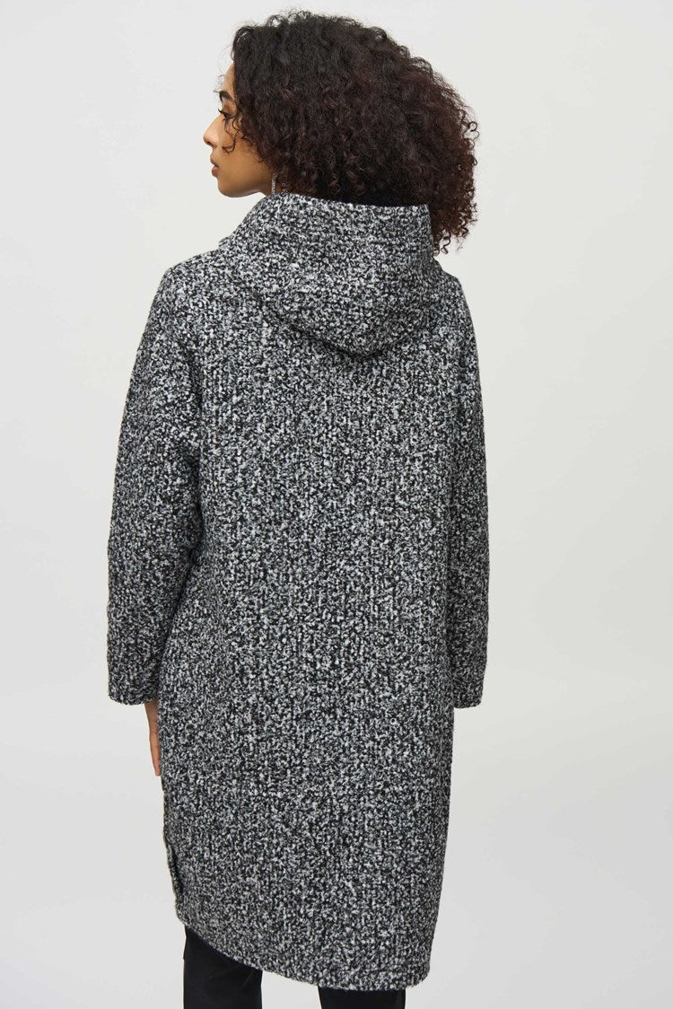 Joseph Ribkoff Grey Melange Melange Boucl¨¦ Knit Cocoon Coat