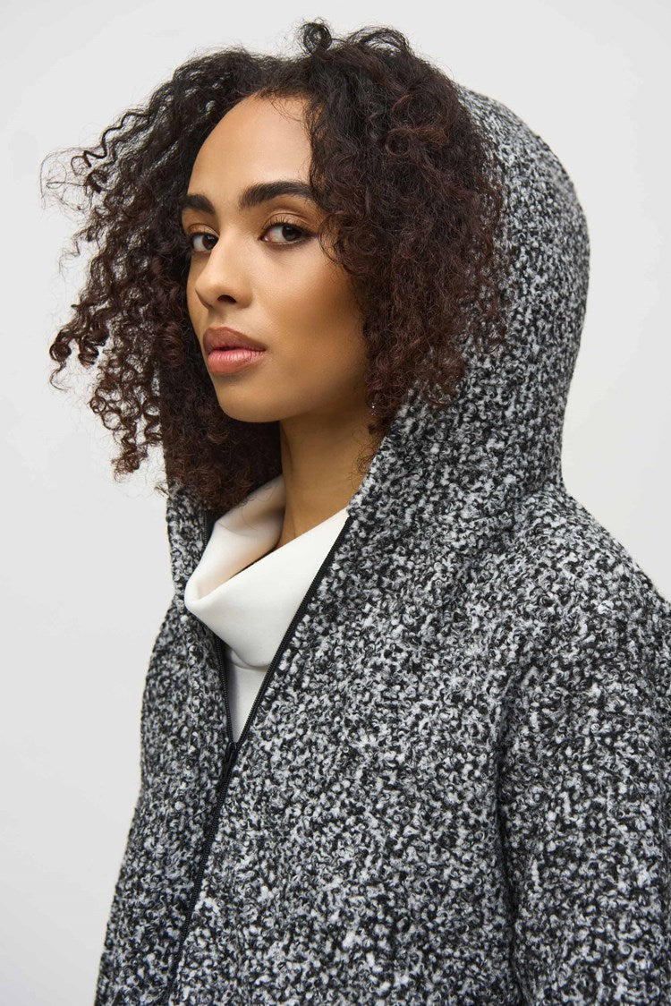 Joseph Ribkoff Grey Melange Melange Boucl¨¦ Knit Cocoon Coat