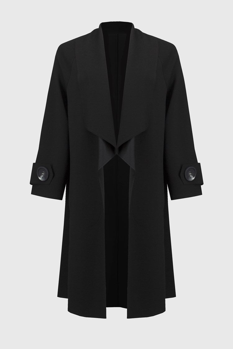 Joseph Ribkoff Black Scuba Shawl Collar Coat