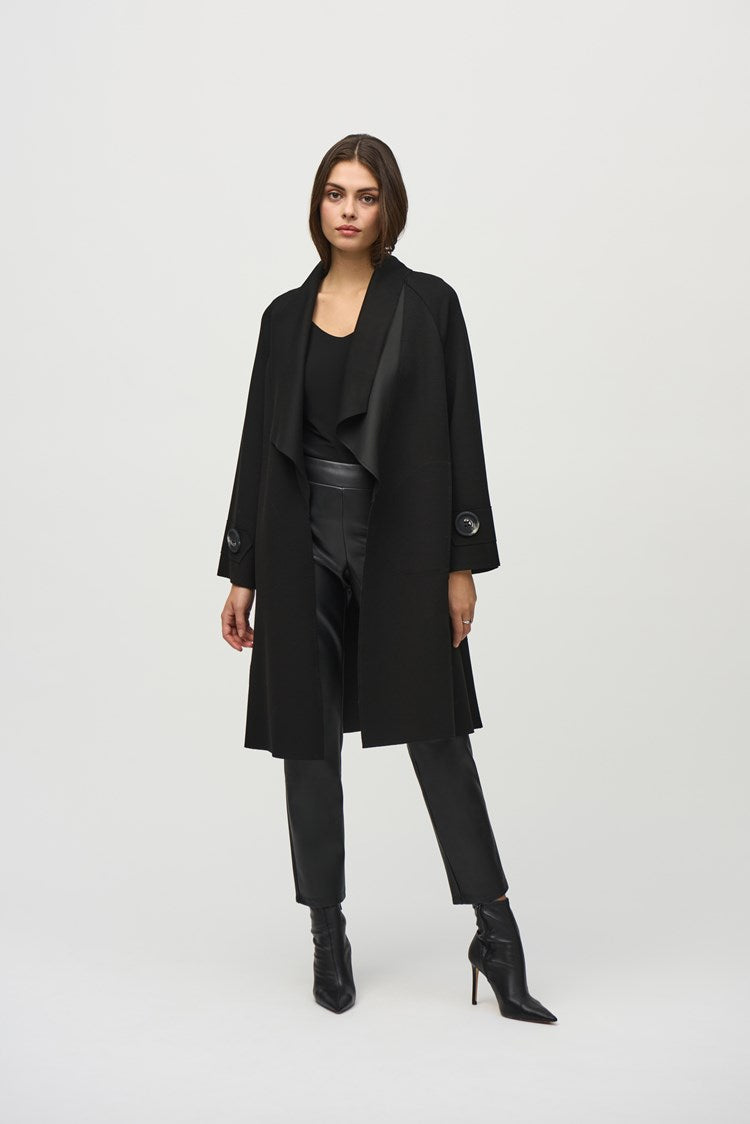 Joseph Ribkoff Black Scuba Shawl Collar Coat