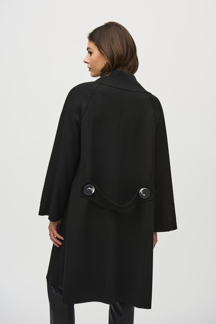 Joseph Ribkoff Black Scuba Shawl Collar Coat