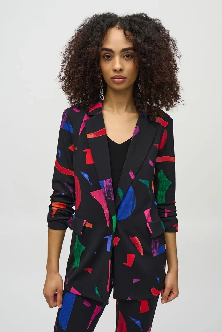 Joseph Ribkoff Silky Knit Abstract Print Blazer