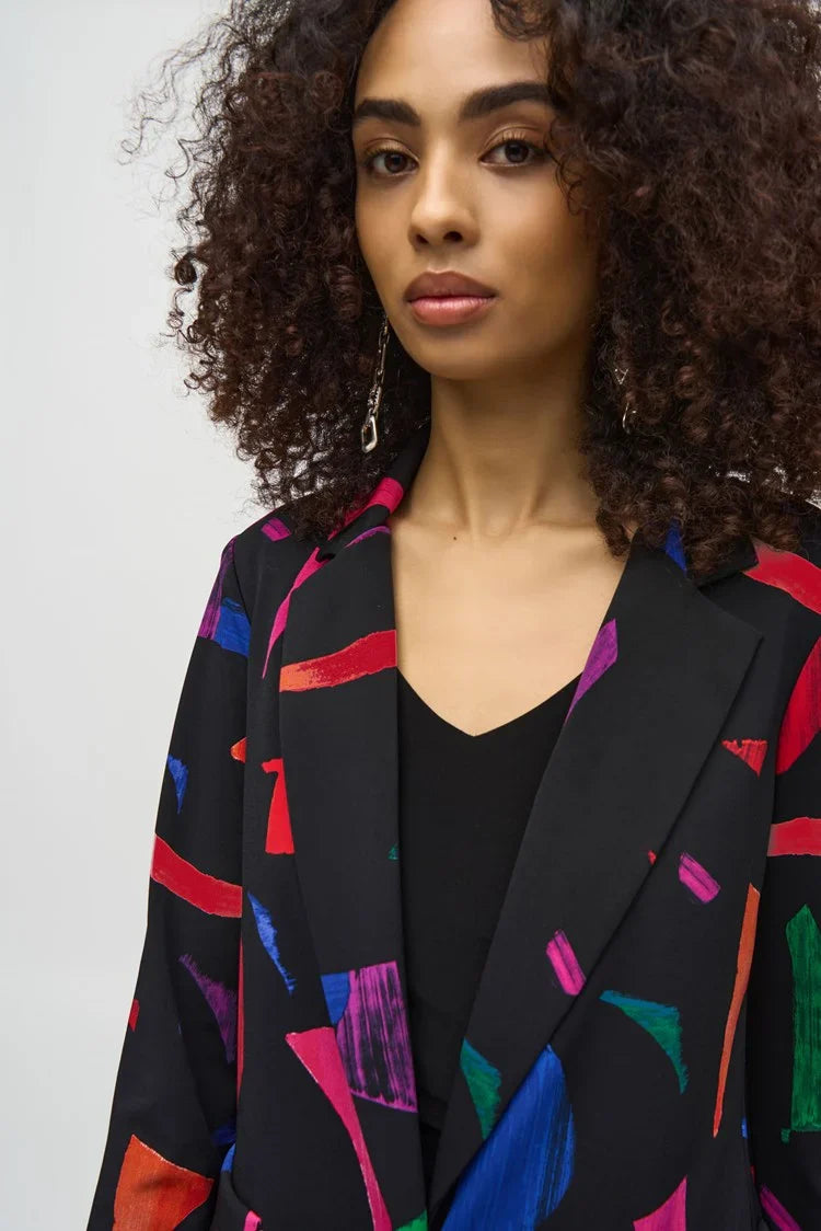 Joseph Ribkoff Silky Knit Abstract Print Blazer