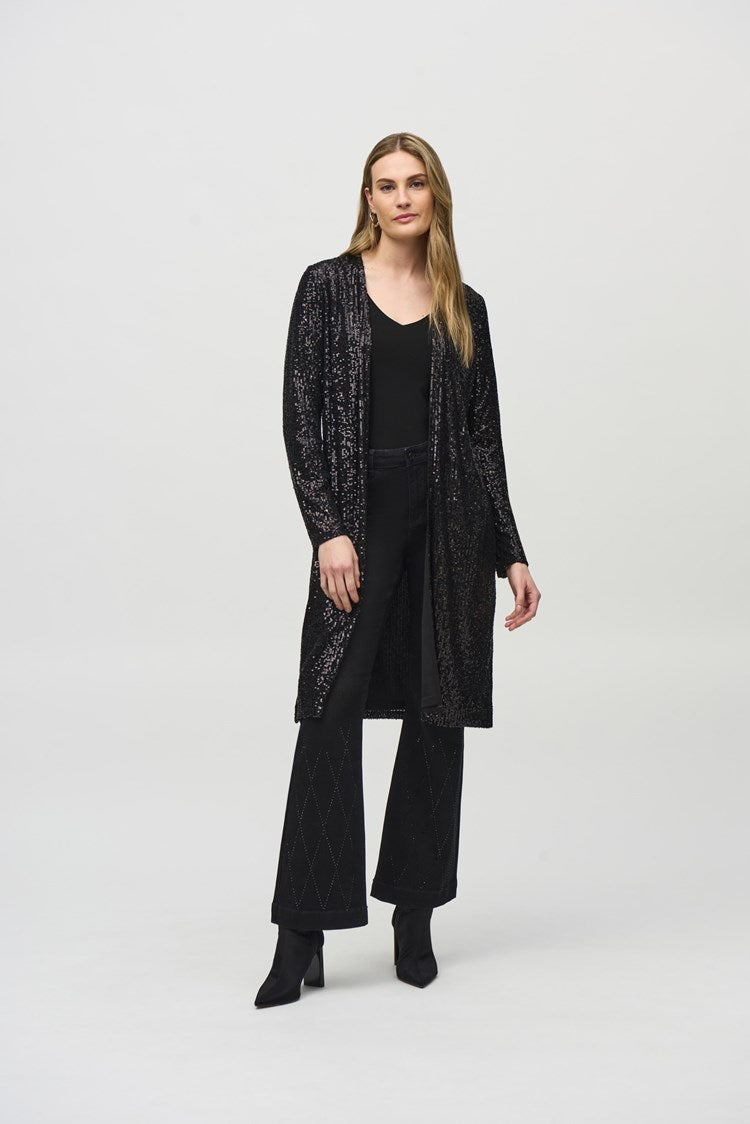 Joseph Ribkoff Black Sequined Knit Cover-Up