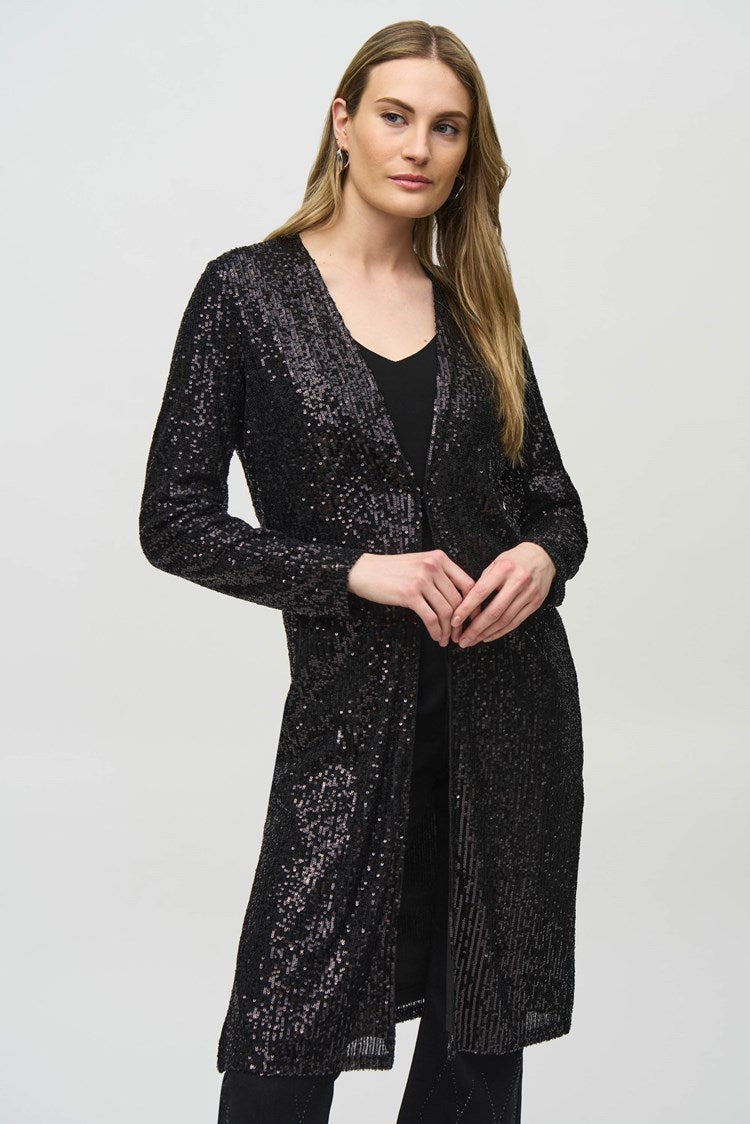 Joseph Ribkoff Black Sequined Knit Cover-Up