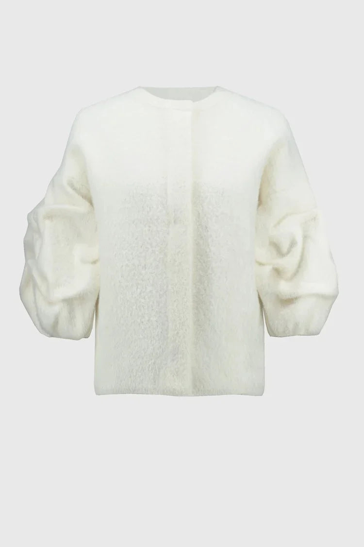 Joseph Ribkoff Vanilla Sweater Knit Puff Sleeve Jacket