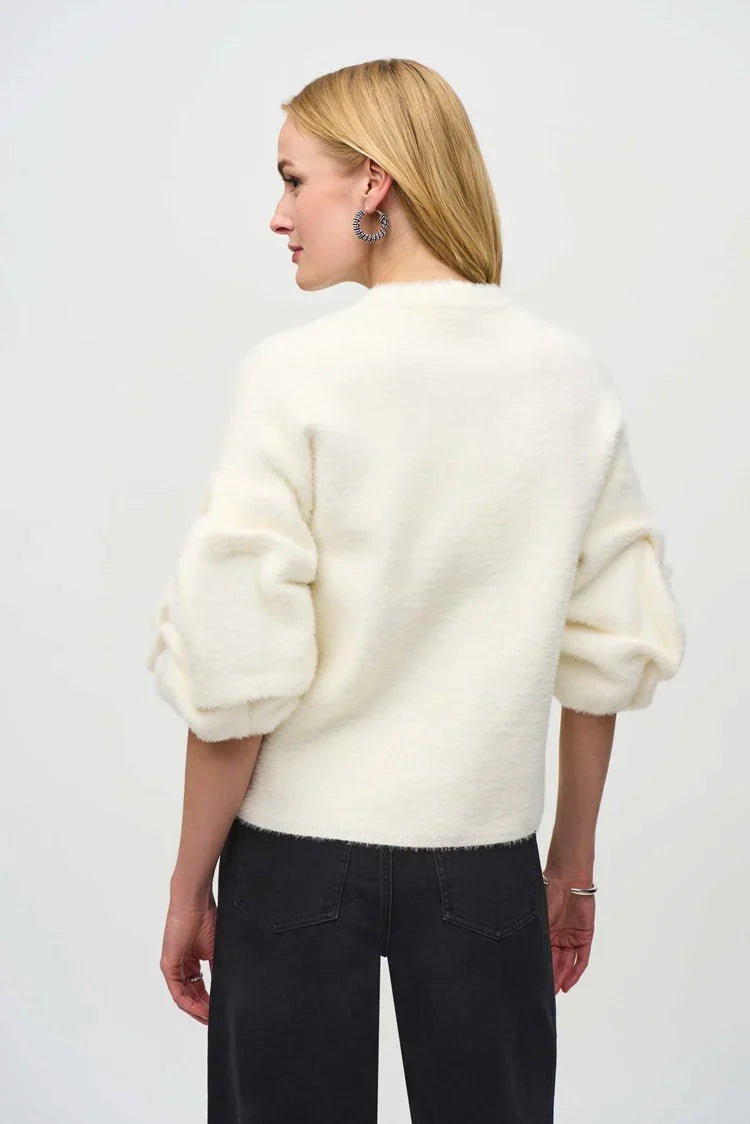 Joseph Ribkoff Vanilla Sweater Knit Puff Sleeve Jacket