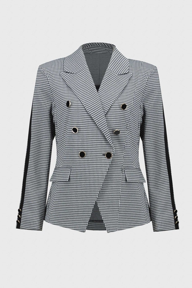 Joseph Ribkoff Houndstooth Jacquard Knit Fitted Blazer