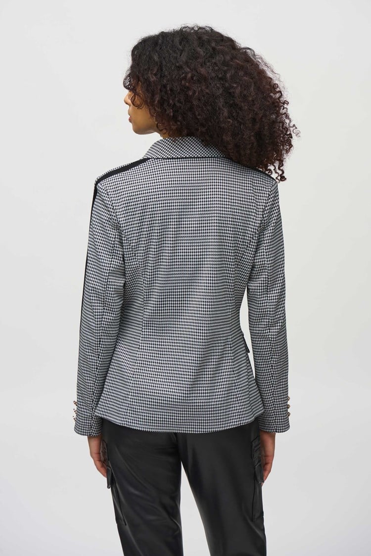 Joseph Ribkoff Houndstooth Jacquard Knit Fitted Blazer