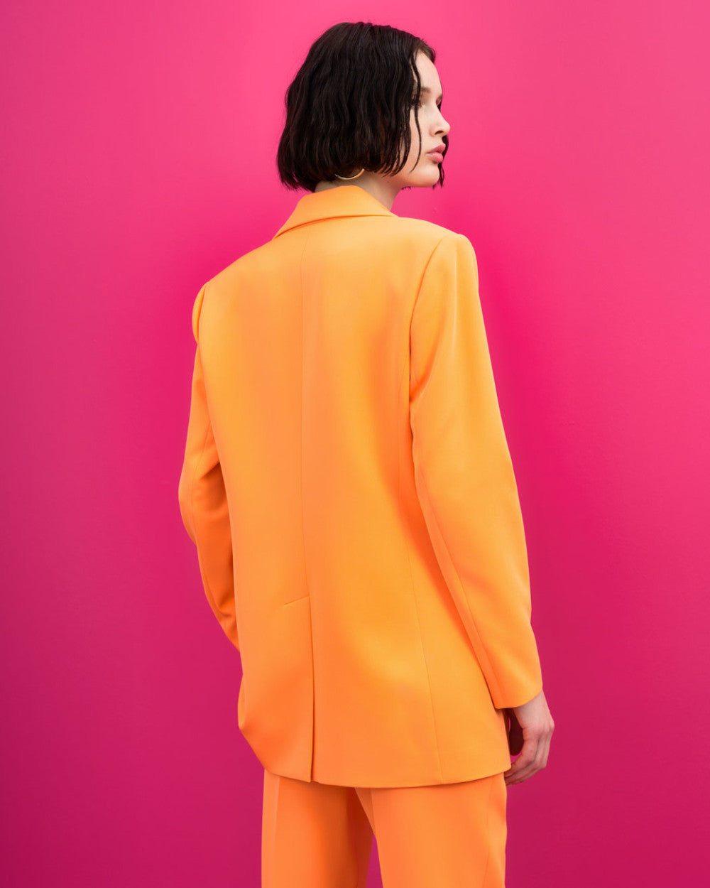 Access Neon Orange Blazer With Metallic Buckle Fastening