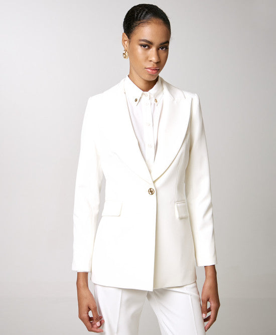 Access Fashion White Single White Lapel Blazer