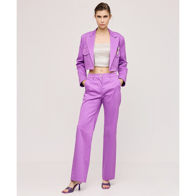 Access Fashion Violet Cropped Blazer Gabardine