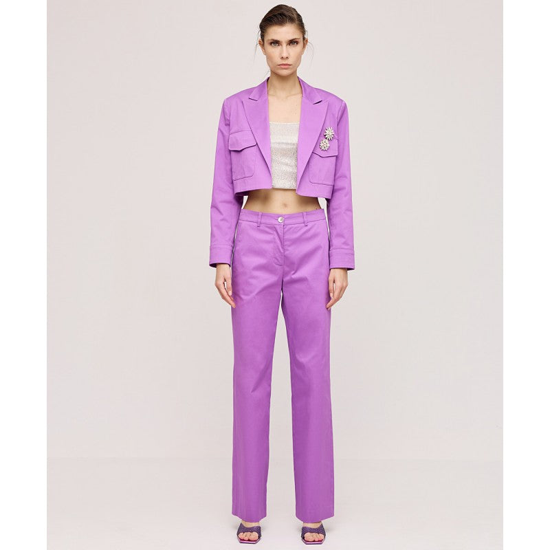 Access Fashion Violet Cropped Blazer Gabardine