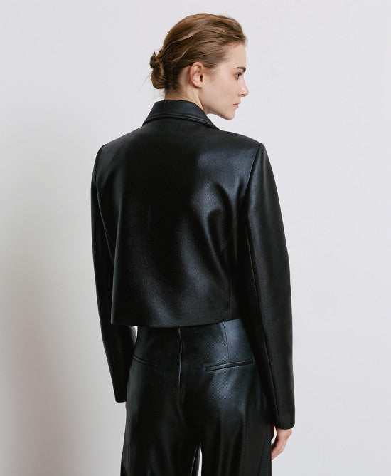 Access Black Cropped Shimmery Jacket